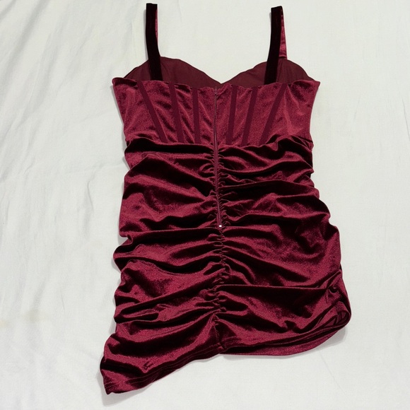 Elegant Velvet Burgundy Mini Dress - Picture 8 of 8